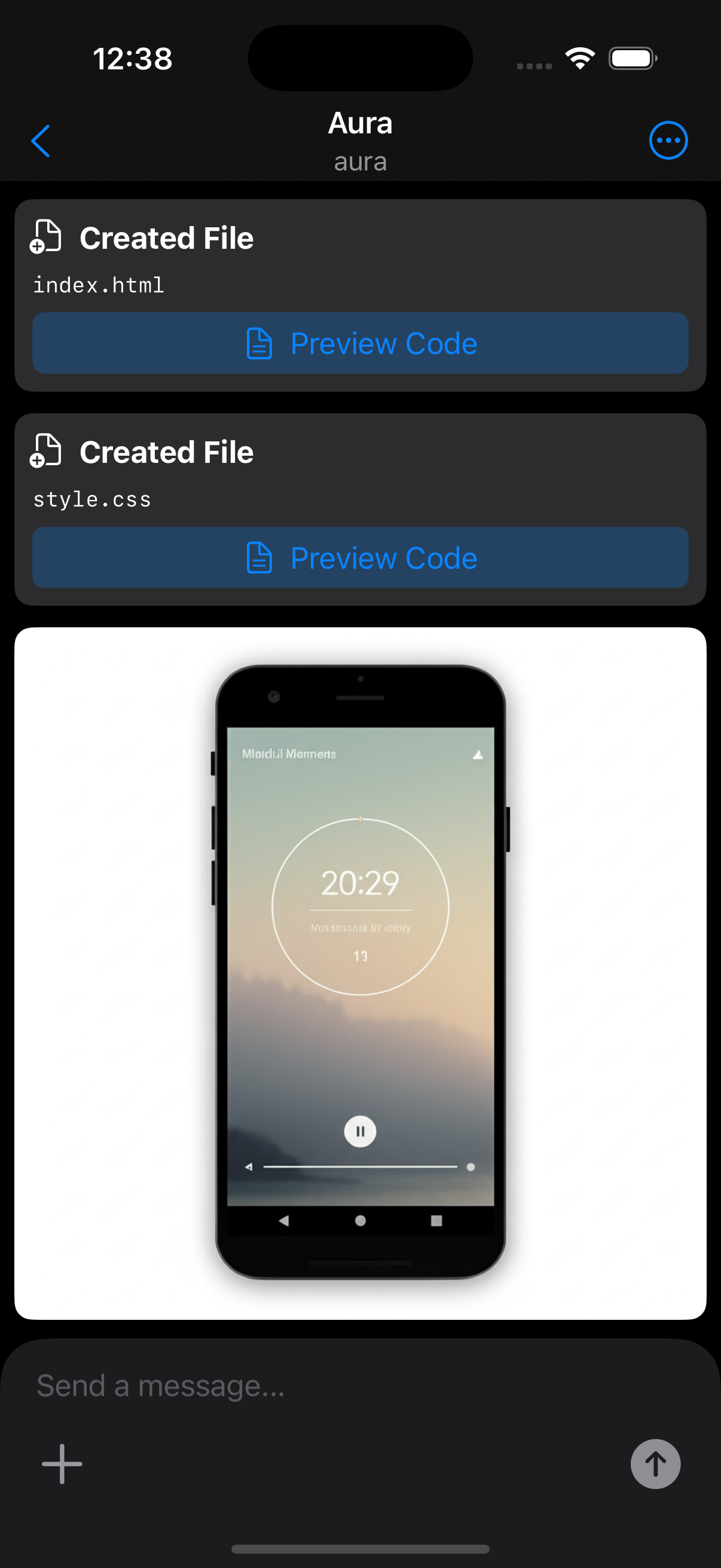 Screenshot of WonderChat creating a landing page